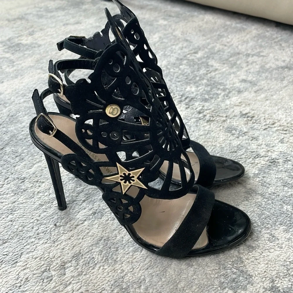 Nicholas Kirkwood Kaleidoscope Laser Cut Heels Star Accent Black Sz 37
